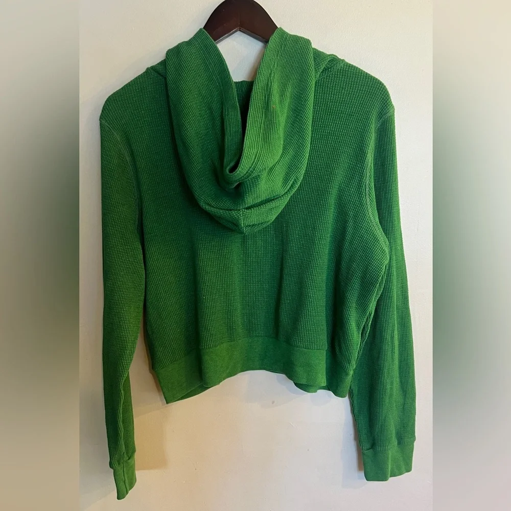 ARITZIA TNA Women’s Green Waffle Knit Full Zip Hooded Jacket Plus Size 2XL - Picture 2 of 4